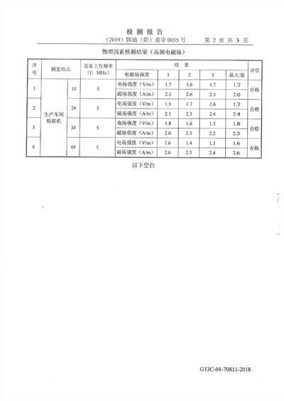 高頻機電磁波檢測報告